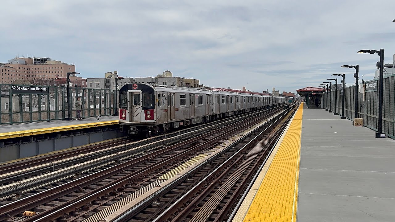 IRT Flushing line | 7 Trains at 82ST Jackson heights ft. Redbirds 04/04/25