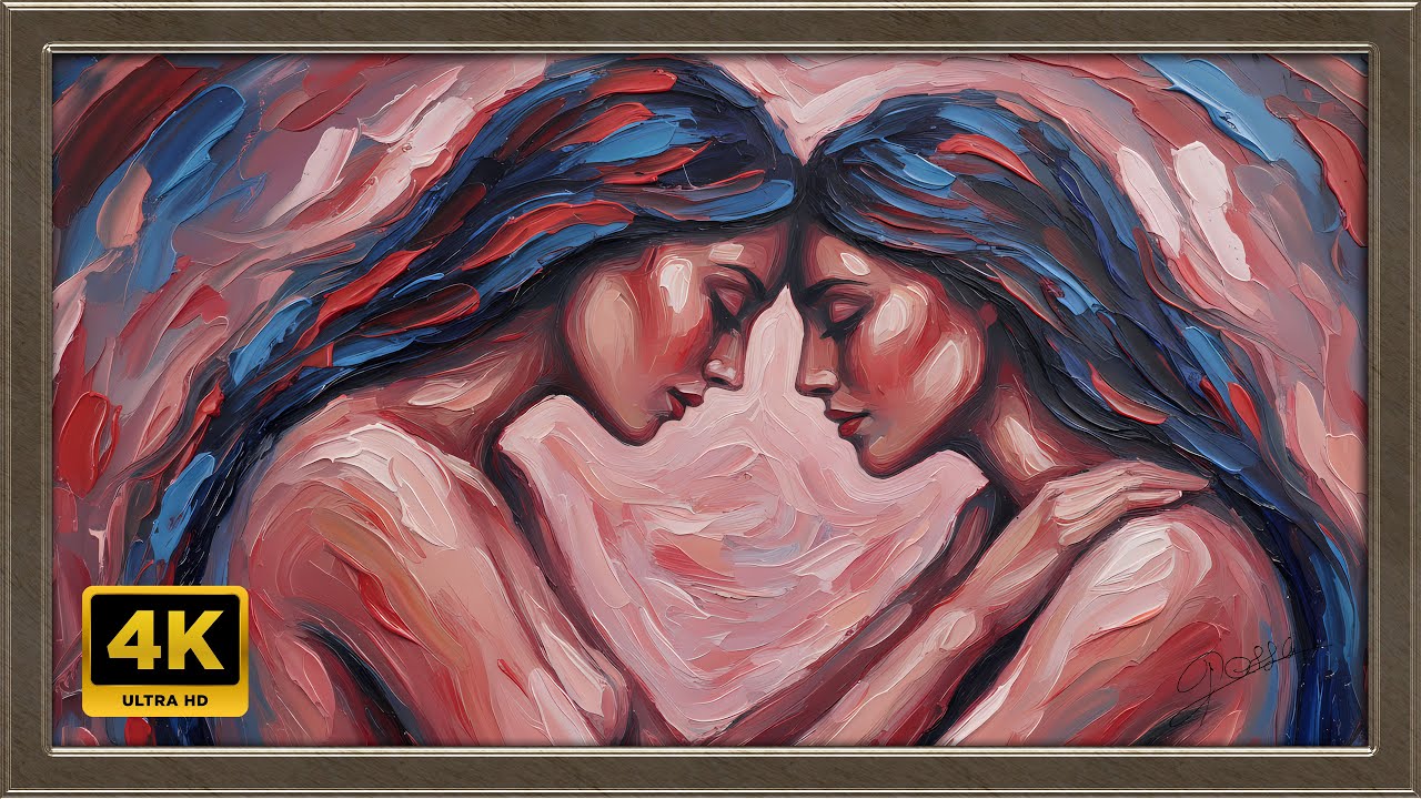 4K Lovers at Sunset Painting | Art Framed Screensaver | Art for Your TV