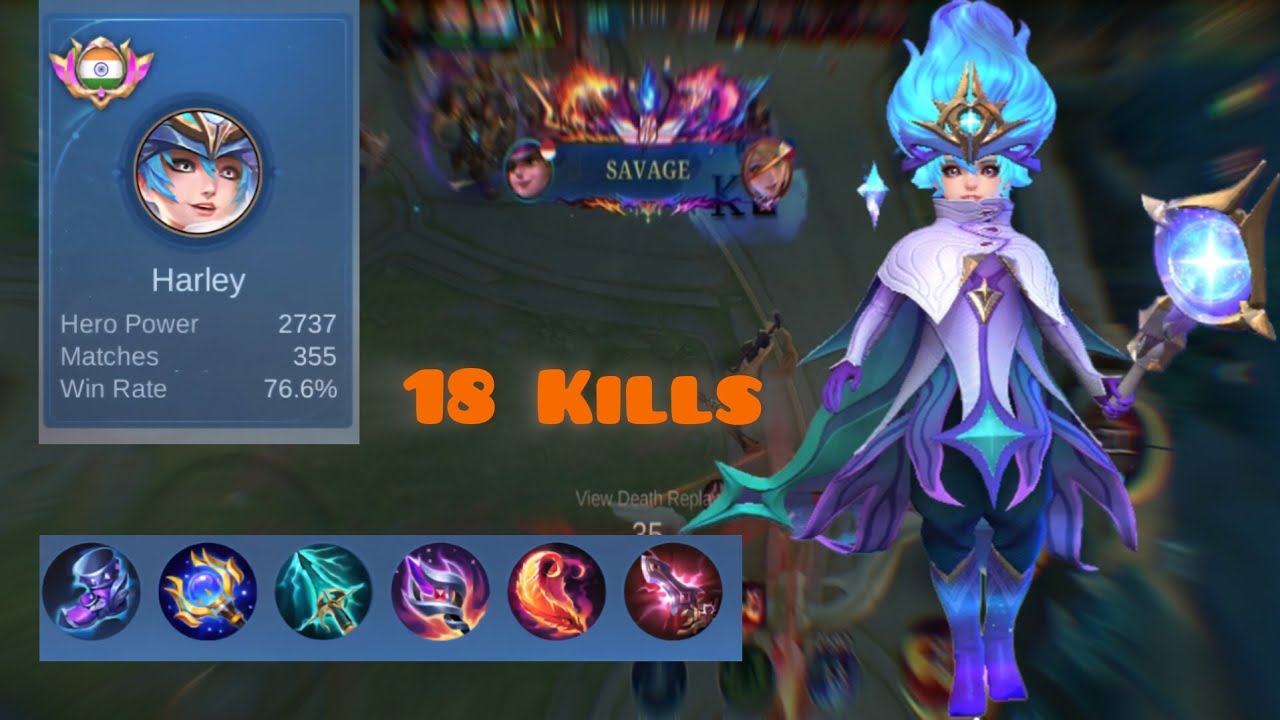 18 Kills + Savage !! Harley Jungle Carry | Mobile Legends Bang Bang Gameplay