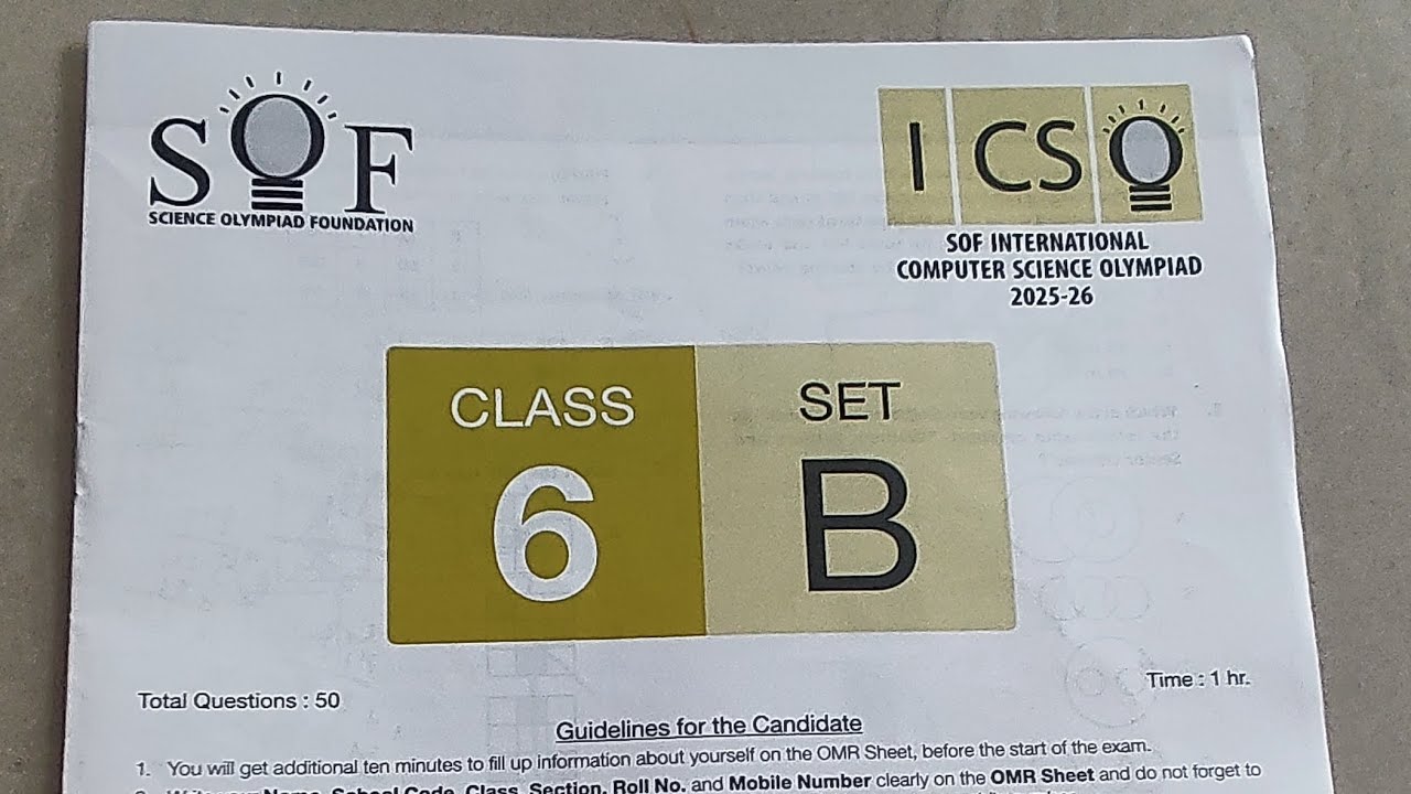 ICSO Class 6 Set B 2025 Question Paper | Must Watch for Olympiad Toppers #sof #icso 