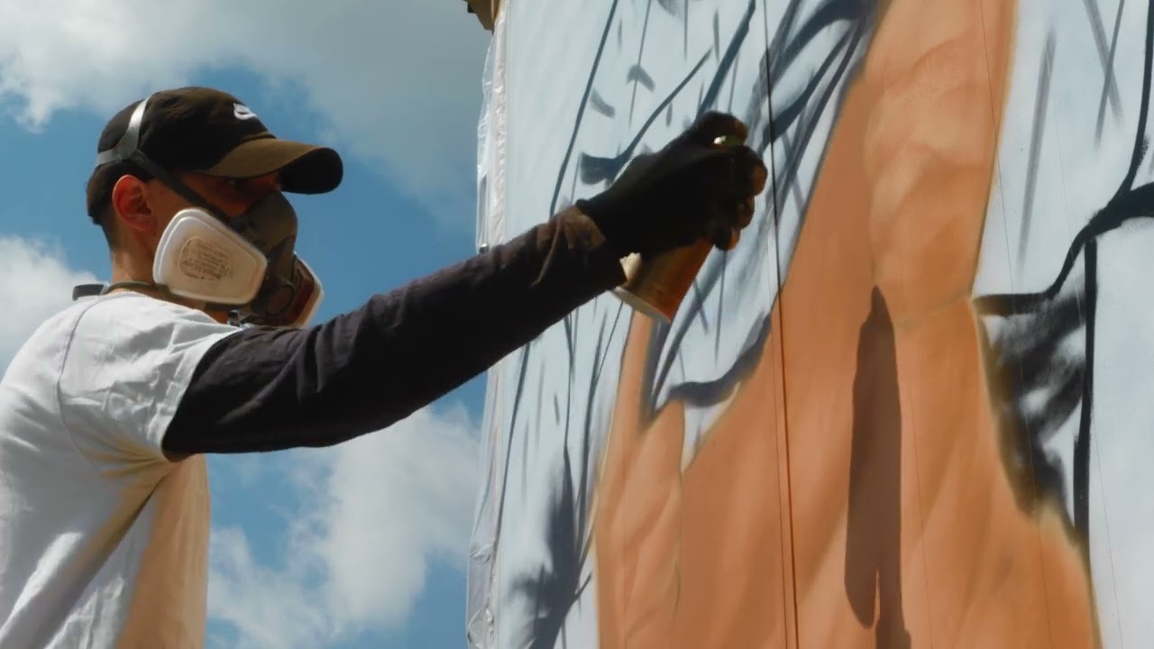 Fahrende Leinwand - LKW Bild sprühen mit Graffitidosen
