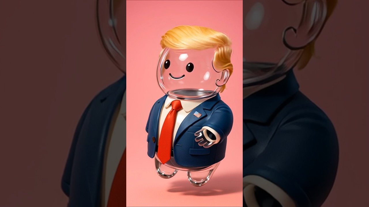Cartoon Glass Trump Character | Whimsical 3D Art Style #Shorts #Trump #Cartoon #AIart