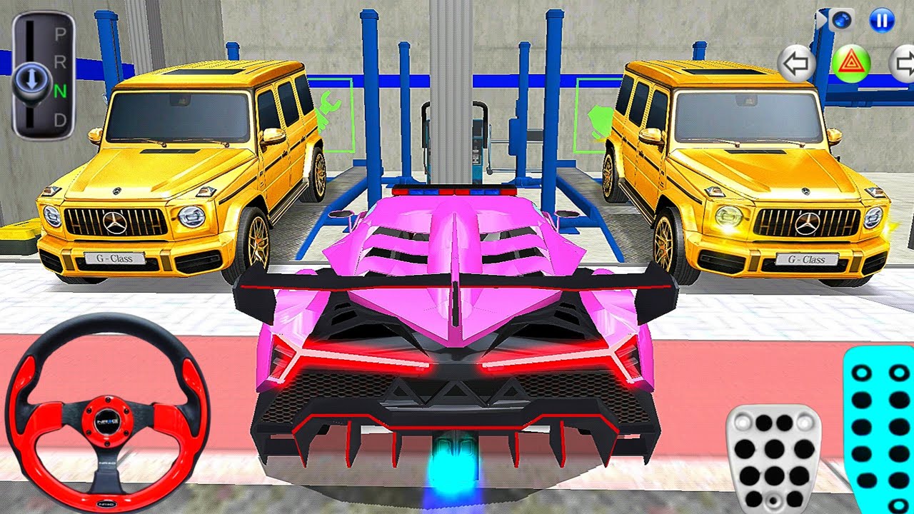 New Pink Lamborghini Parking in Repair Shop - 3D Driving Class 2026 - Best Android iOS Gameplay