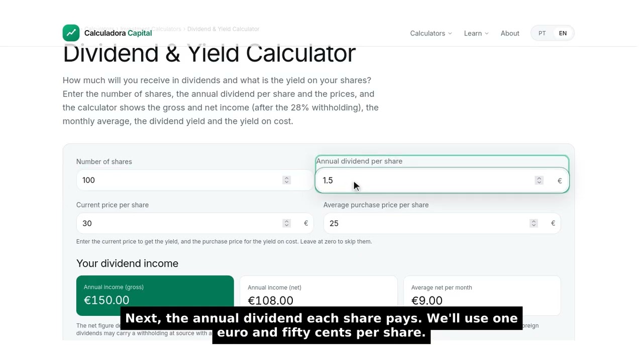 Dividend Calculator: Income, Net After Tax and Dividend Yield Explained