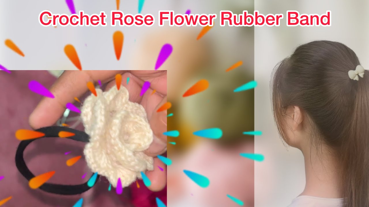 Crochet Rose Flower Rubber Band / Crochet Rose  Hair Tie