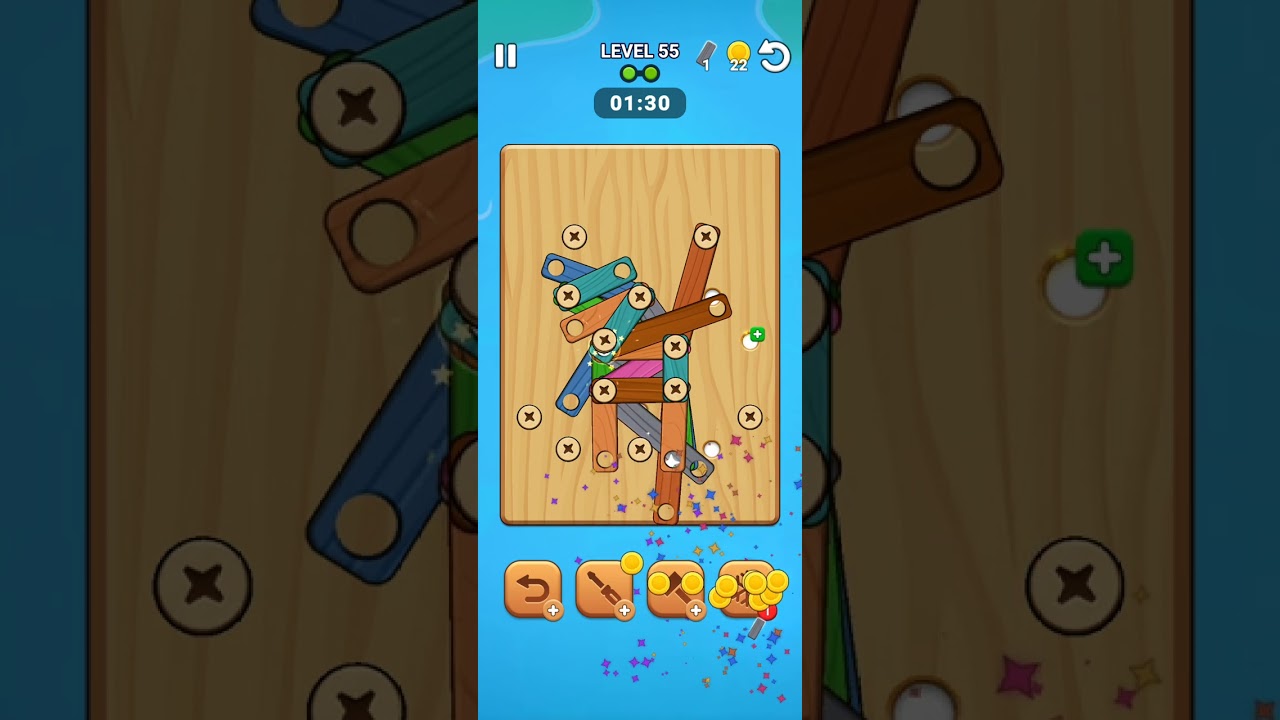 Wood screw puzzle lvl 55 solving tutorial 🍷🍷🍷