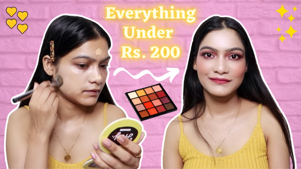 EVERYTHING UNDER RS. 200 MAKEUP LOOK | AFFORDABLE BEGINNERS MAKEUP KIT UNDER ₹200 | Tanya's Corner