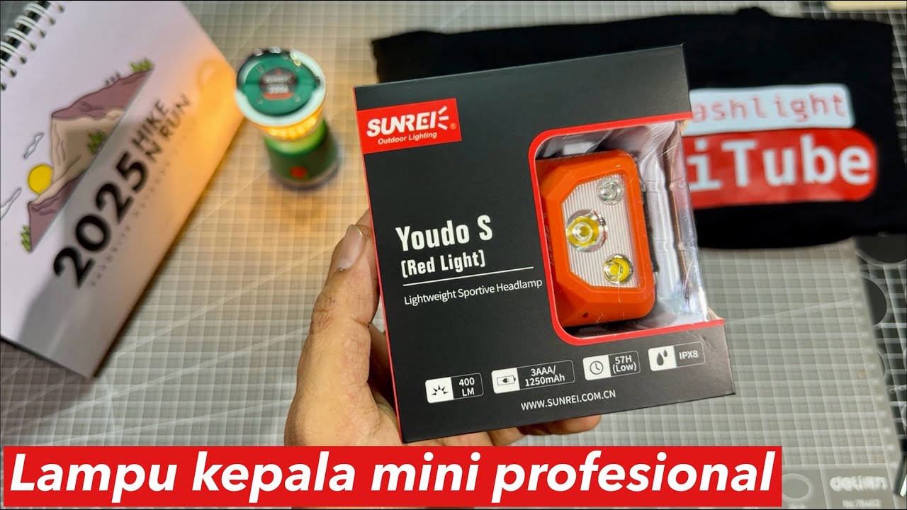 Lampu kepala hybrid Sunrei Youdo S cahaya mantap strap nyaman banget