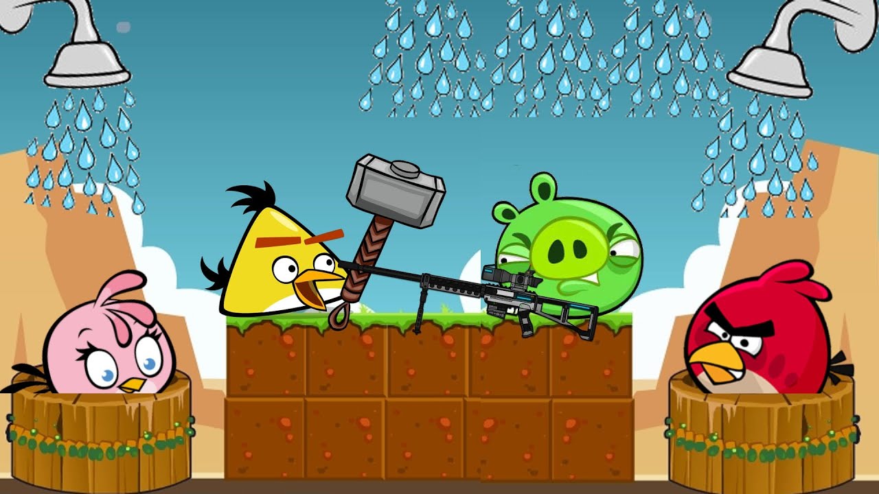 Angry Birds Take A Shower 2 - 3 ANGRY BIRDS FORCE OUT THE PIGGIES TO STEAL ALL SHOWER!