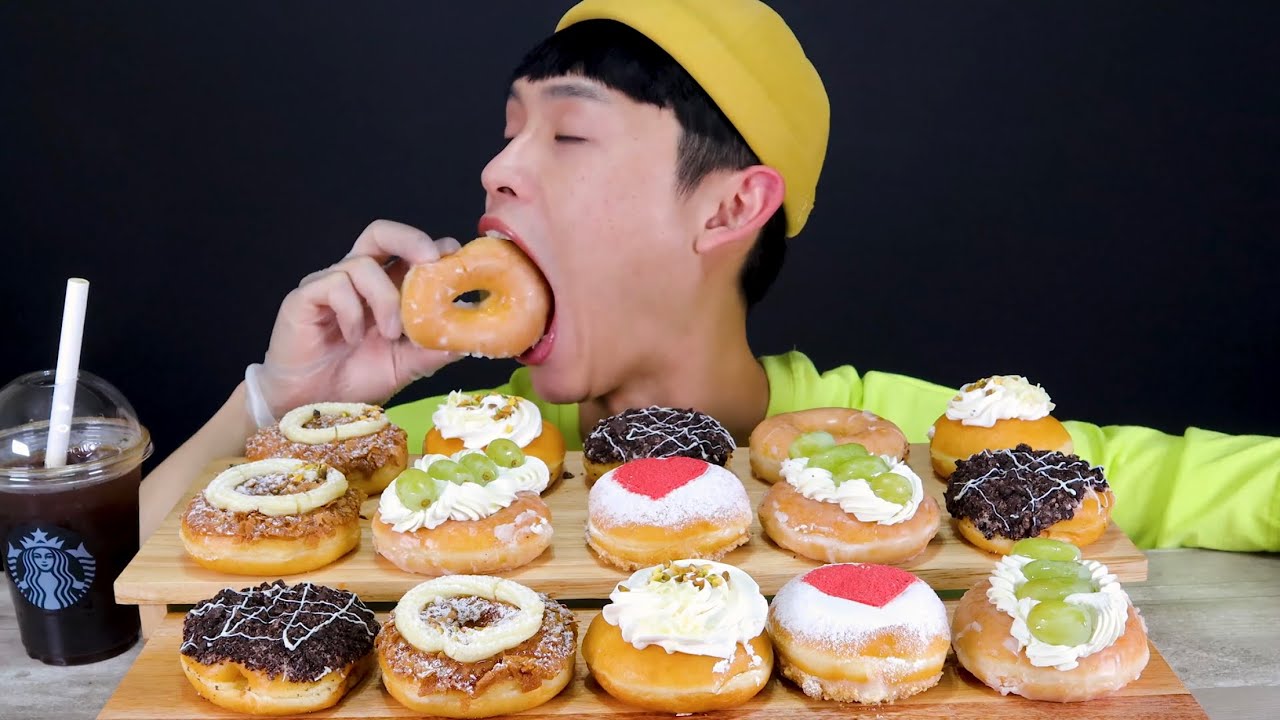 크리스피도넛 6월 신메뉴~!! Krispy Donuts MuKBang~!!