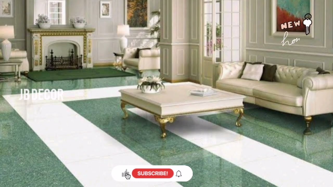 Green color modern floor tiles