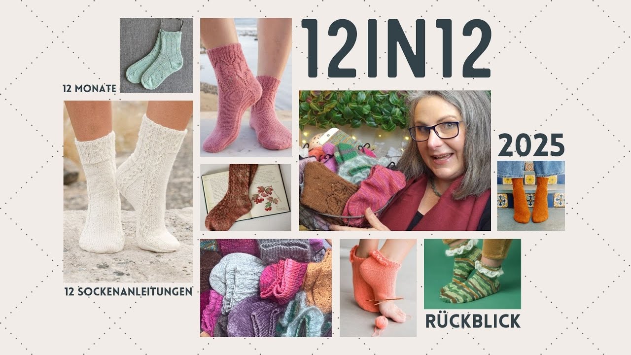 🧦 12in12 2025 - Review🧦 12 kostenlose Strickanleitungen für Socken in einem Jahr gestrickt ❣️