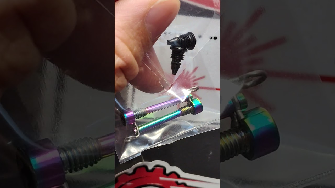 Oil Slick PVD Titanium Magura Pad Pins #magurabrakes #bikeproducts #titanium