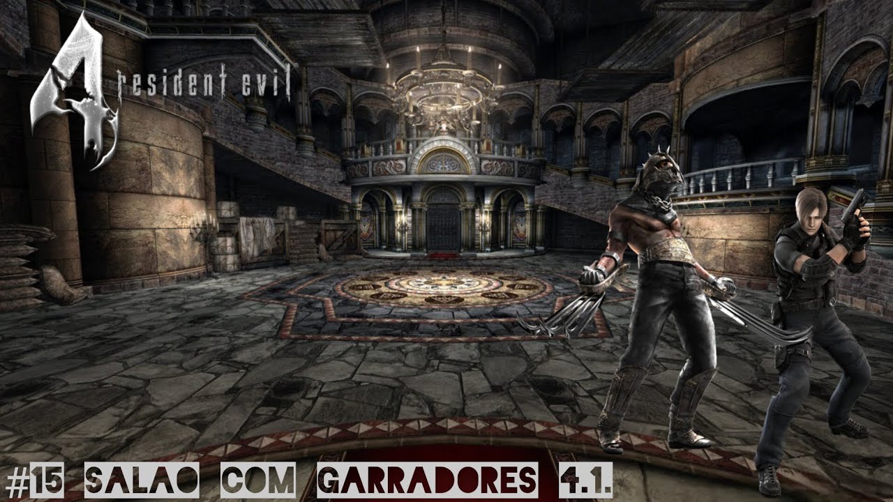 Resident evil 4 Dublado (2005) #15 salão com garradores.