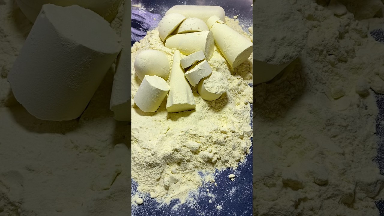Yellow colour Asmr baking soda crush #satisfying #relax