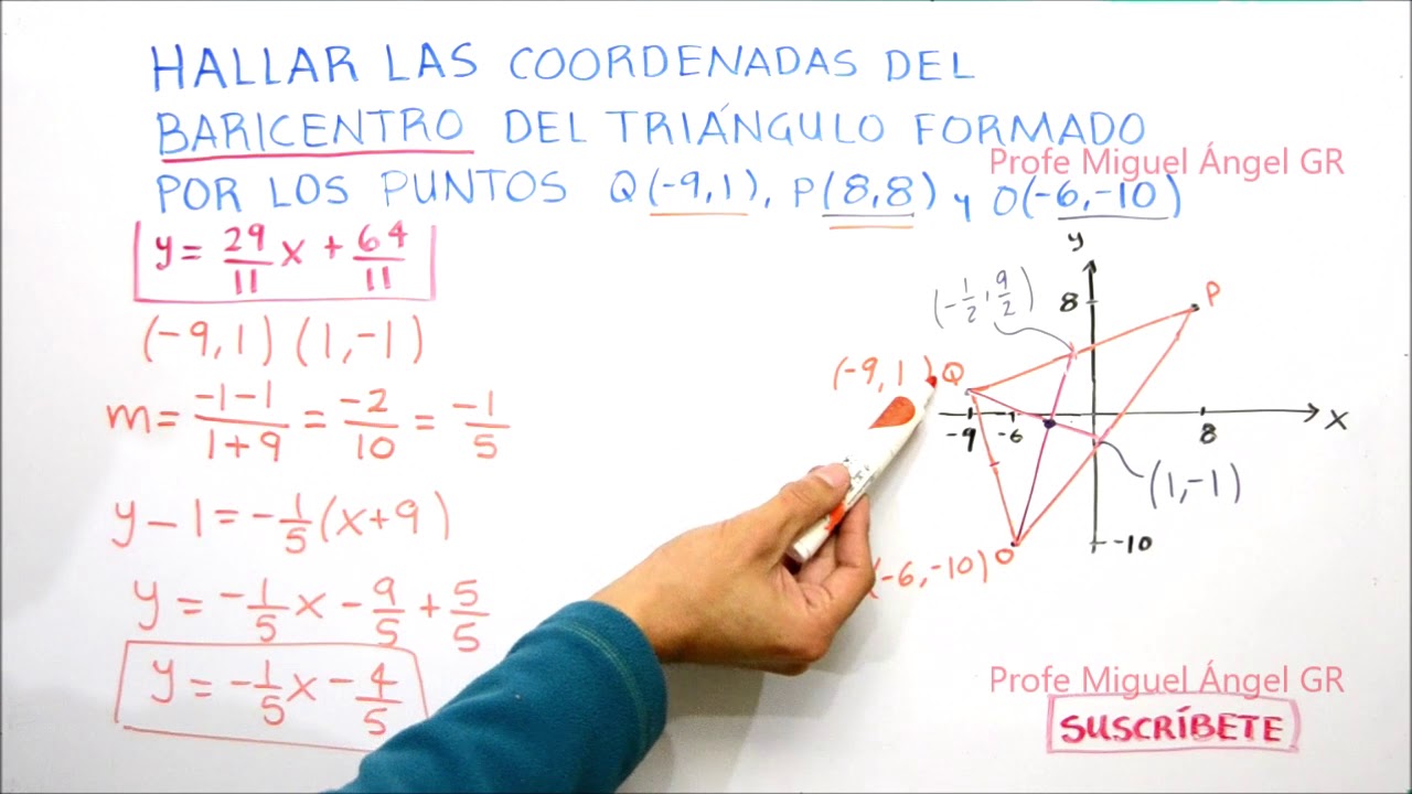 B2.21 Baricentro de un triángulo en el plano cartesiano.