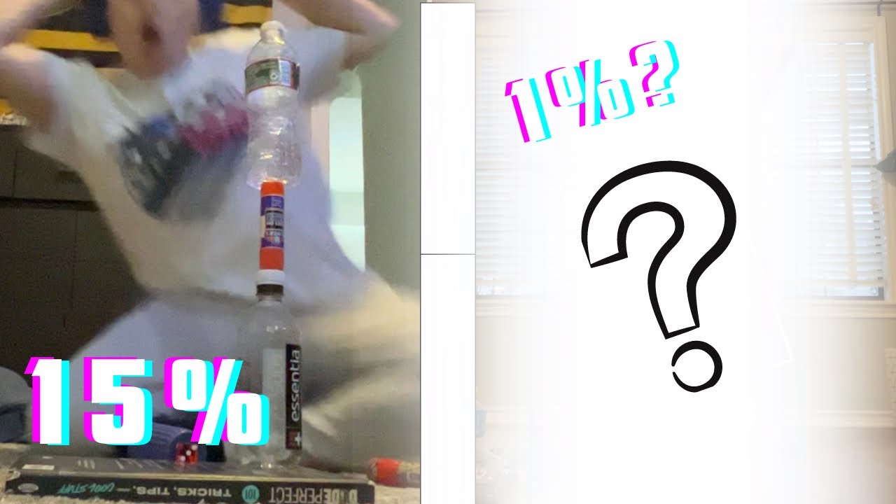 Water bottle flip trick shots 8 from 100% chance to 1% chance | Ft. @brosofsteele