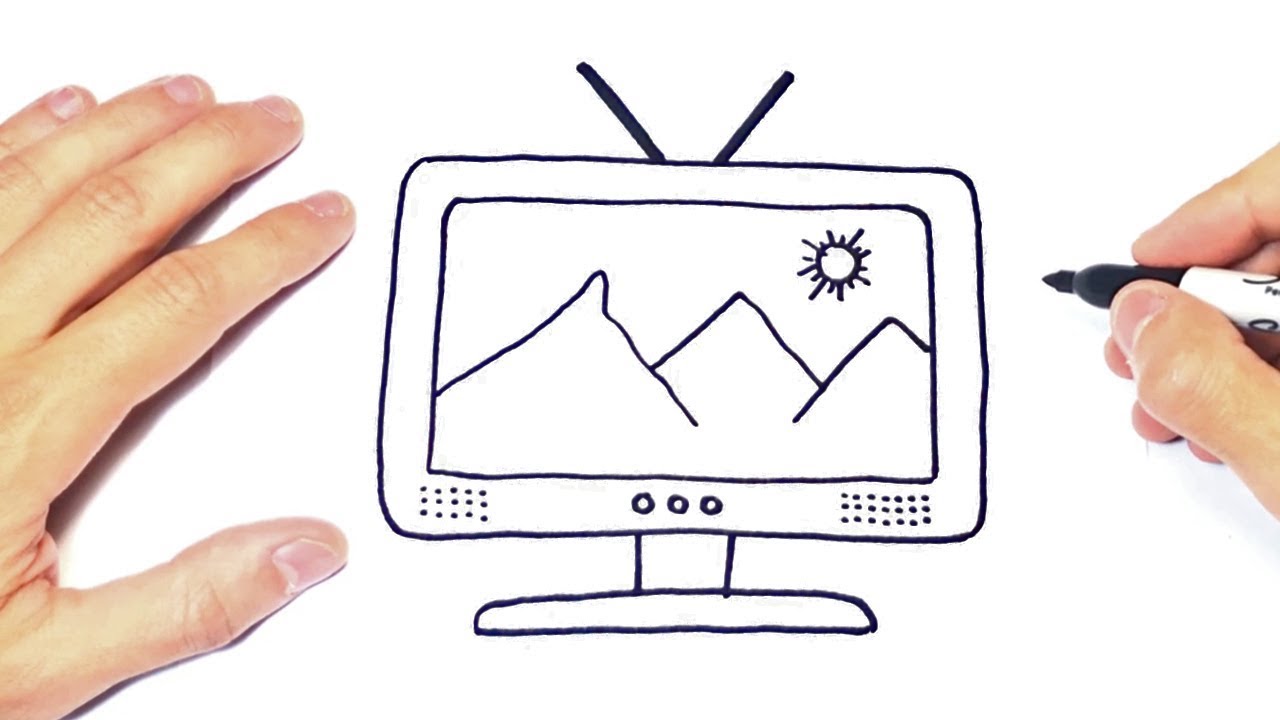 Como dibujar un Televisor o TV Paso a Paso
