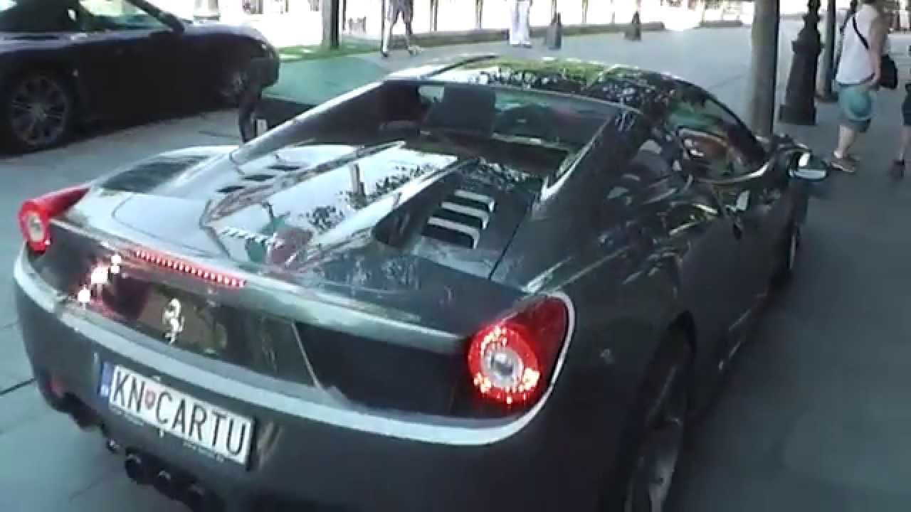 Ferrari 458 Spider (Josh Cartu) starp up, sound and opening roof Budapest Sz&eacute;chenyi t&eacute;r