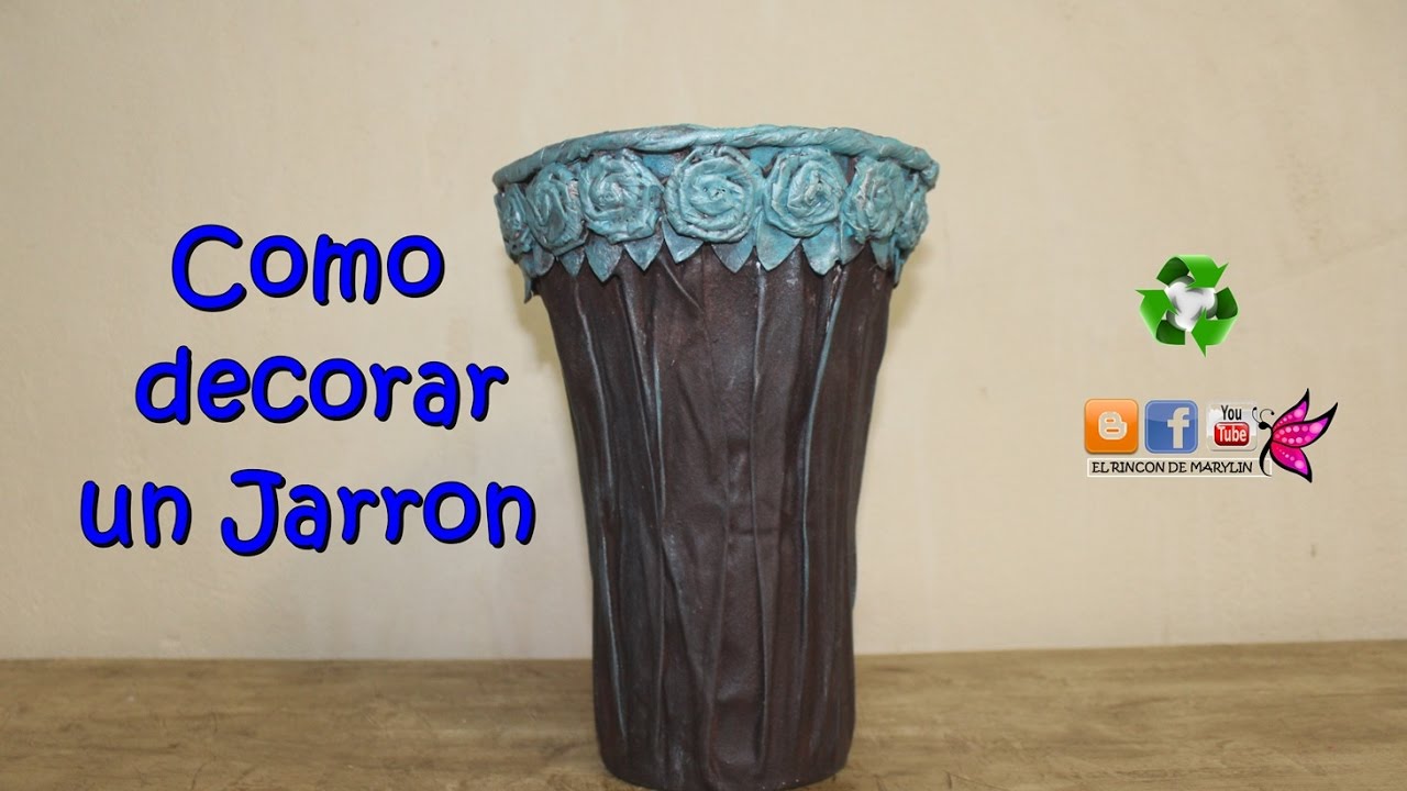 Como decorar un jarron con tela y papel