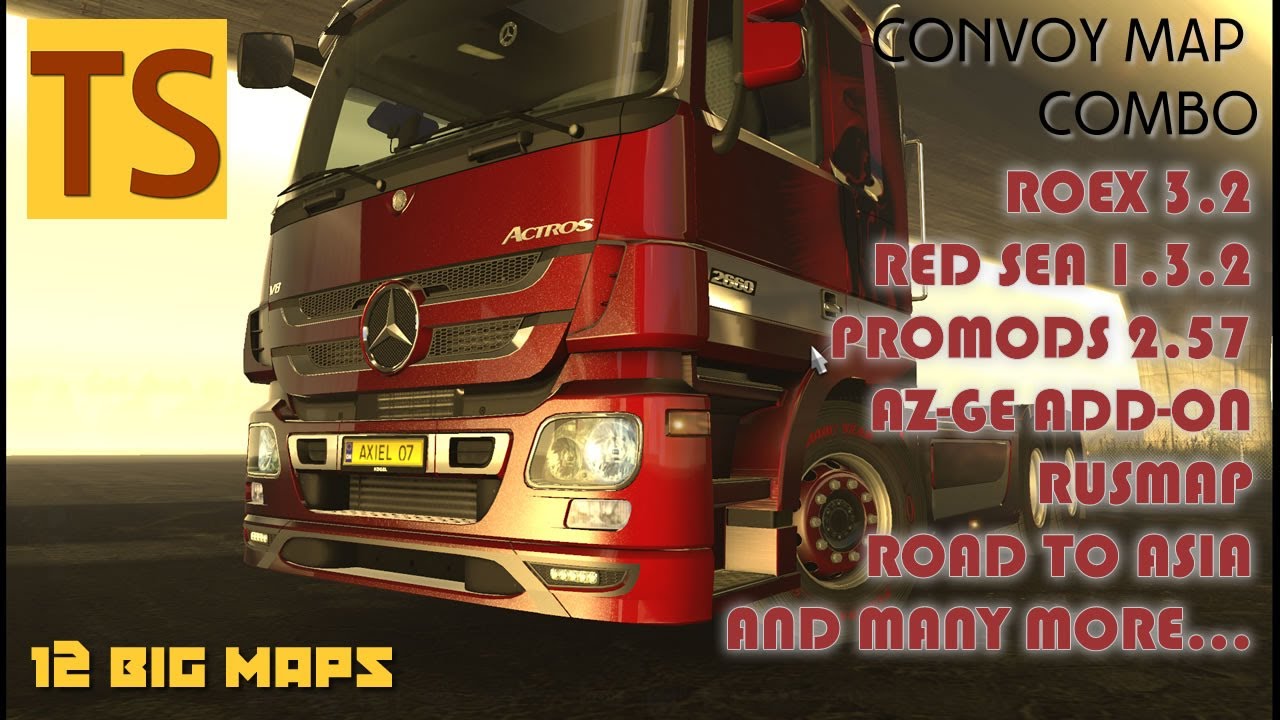 ETS2 1.42 Convoy Multiplayer Map Combo (with Promods, Rusmap, Roextended and more)