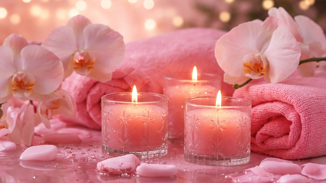 Spa Music with Pink Candle – Calm Relaxation for Deep Sleep & Stress Relief