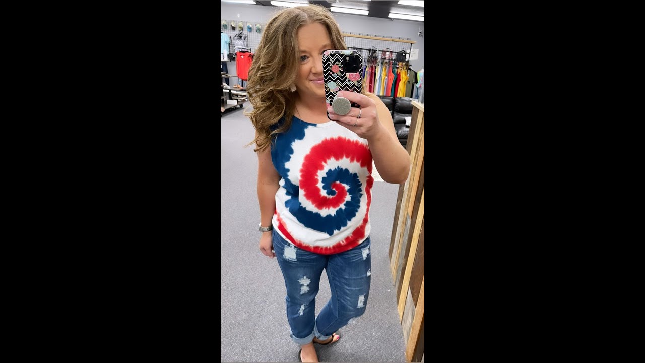 Red White Blue Tie Dye Unisex Tank (SM-2X)