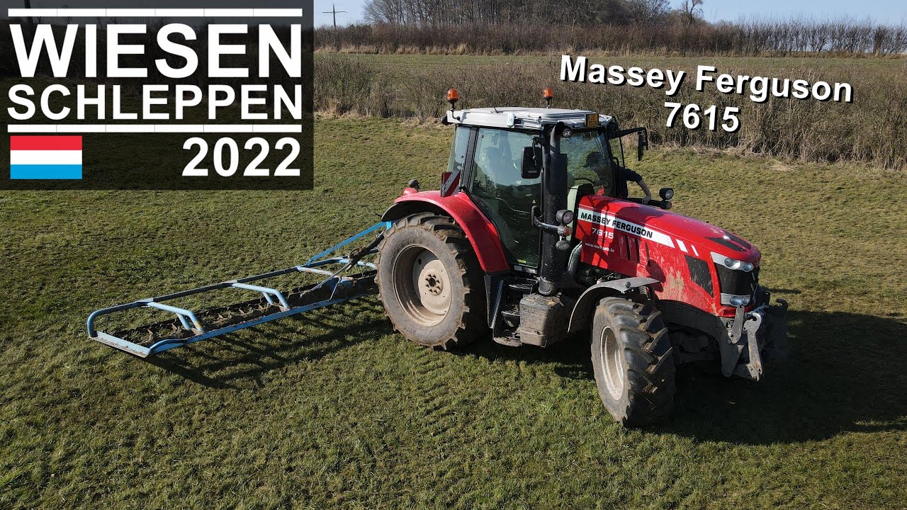 Wiesen schleppen | Massey Ferguson 7615 & Saphir 8m | Luxemburg 2022