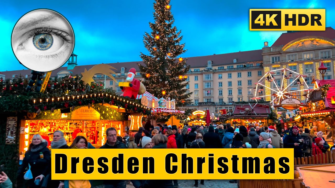 The best Christmas market in Europe walking tour 4k Dresden Altmarkt Striezelmarkt 🇩🇪 Germany HDR
