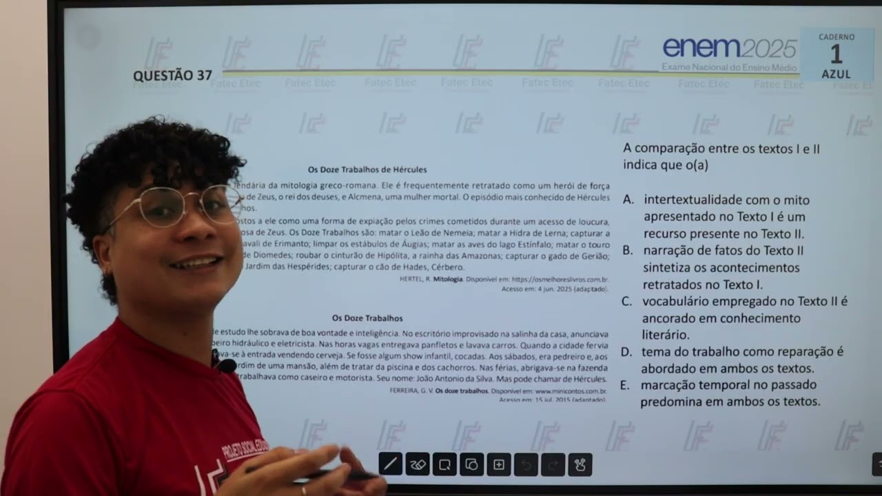 Enem 2025  C. Azul - Questão 37 A comparação entre os textos I e II indica que o(a)