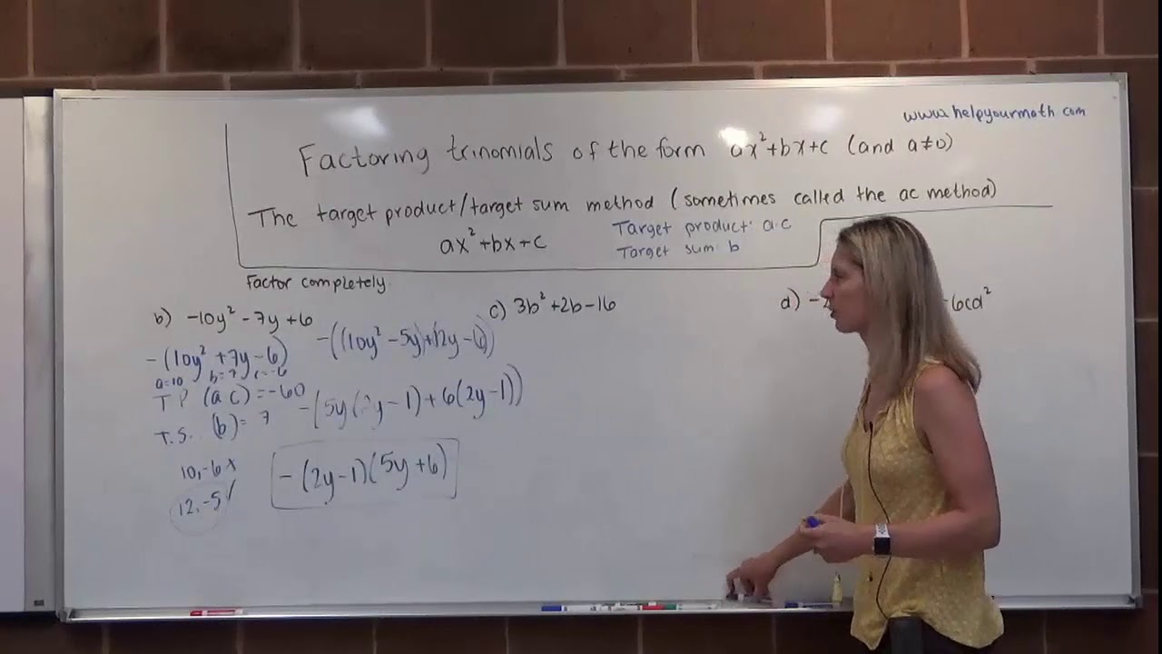 [SL]Factoring Trinomials With Leading Coefficient not 1 - AC Method By Grouping