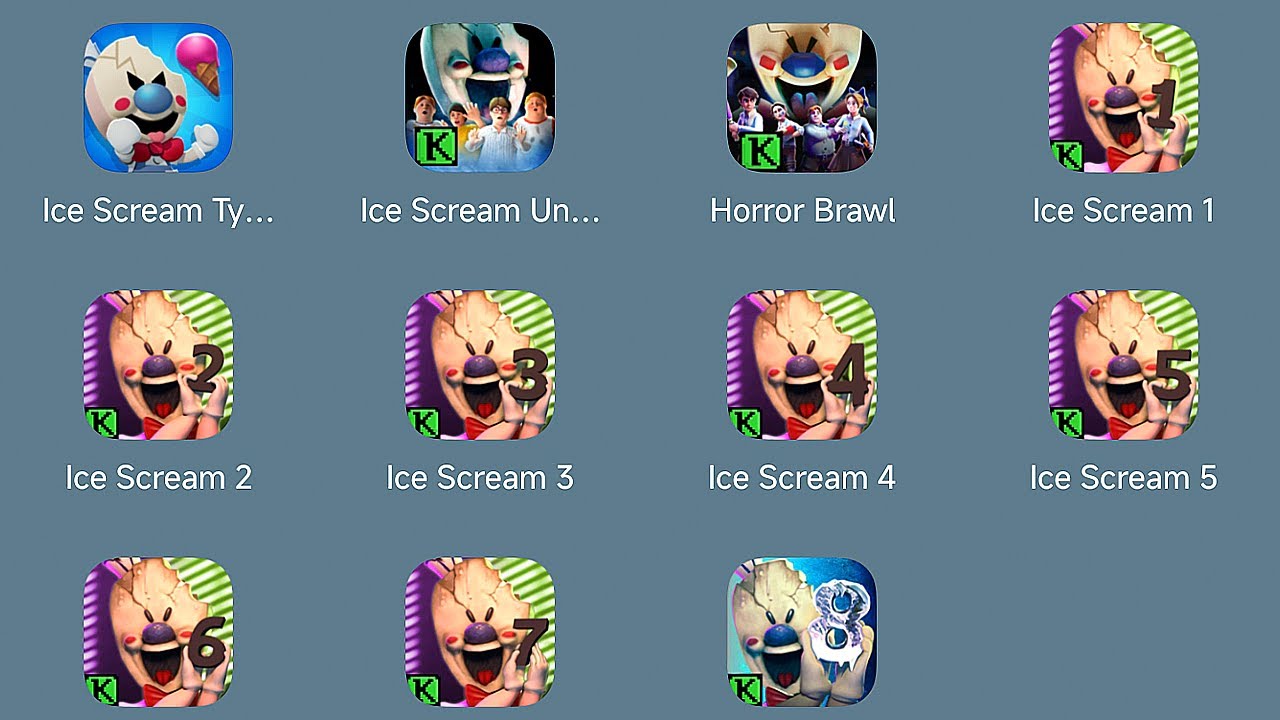 Ice Scream Tycoon/Ice Scream United/Ice Scream Horror Brawl/Ice Scream 1-2-3-4-5-6-7-8