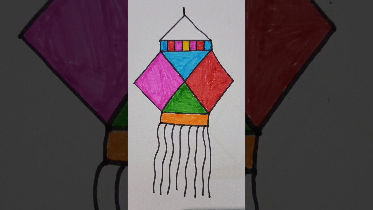How to draw Diwali lantern || Akash kandil Drawing || Easy draw #diwali #lantern #art #sketch 🏮🏮