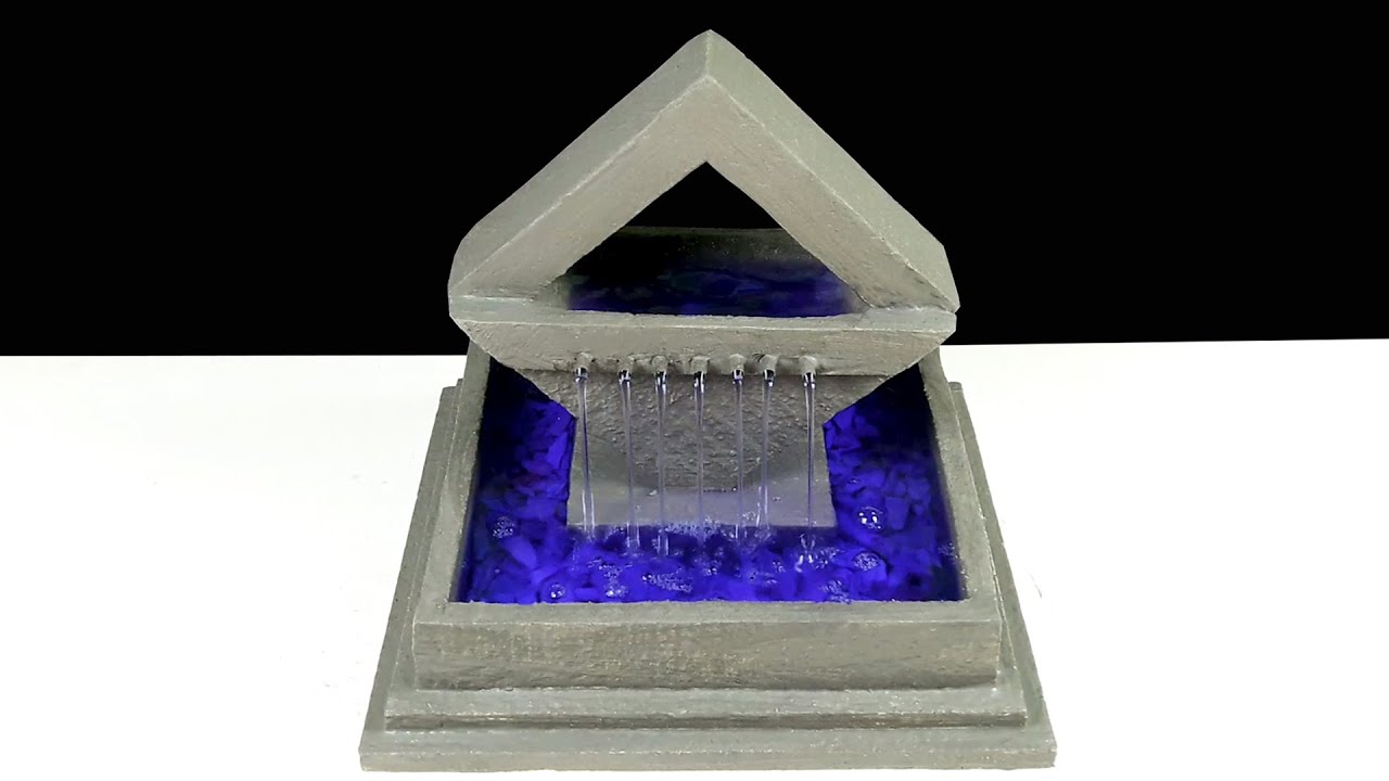 DIY Beautiful Creative Design Tabletop Water Fountain Using Cement and Thermocol