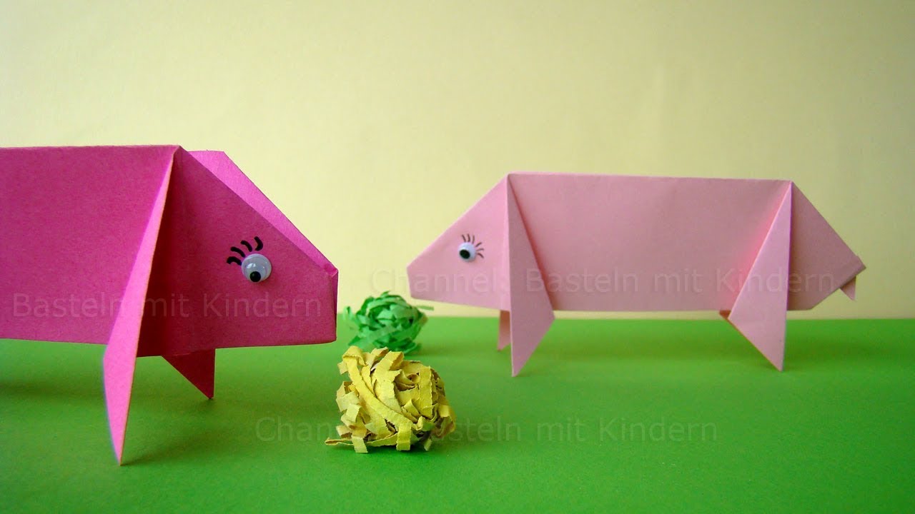 Origami: Schwein basteln - Einfache Bastelideen mit Papier