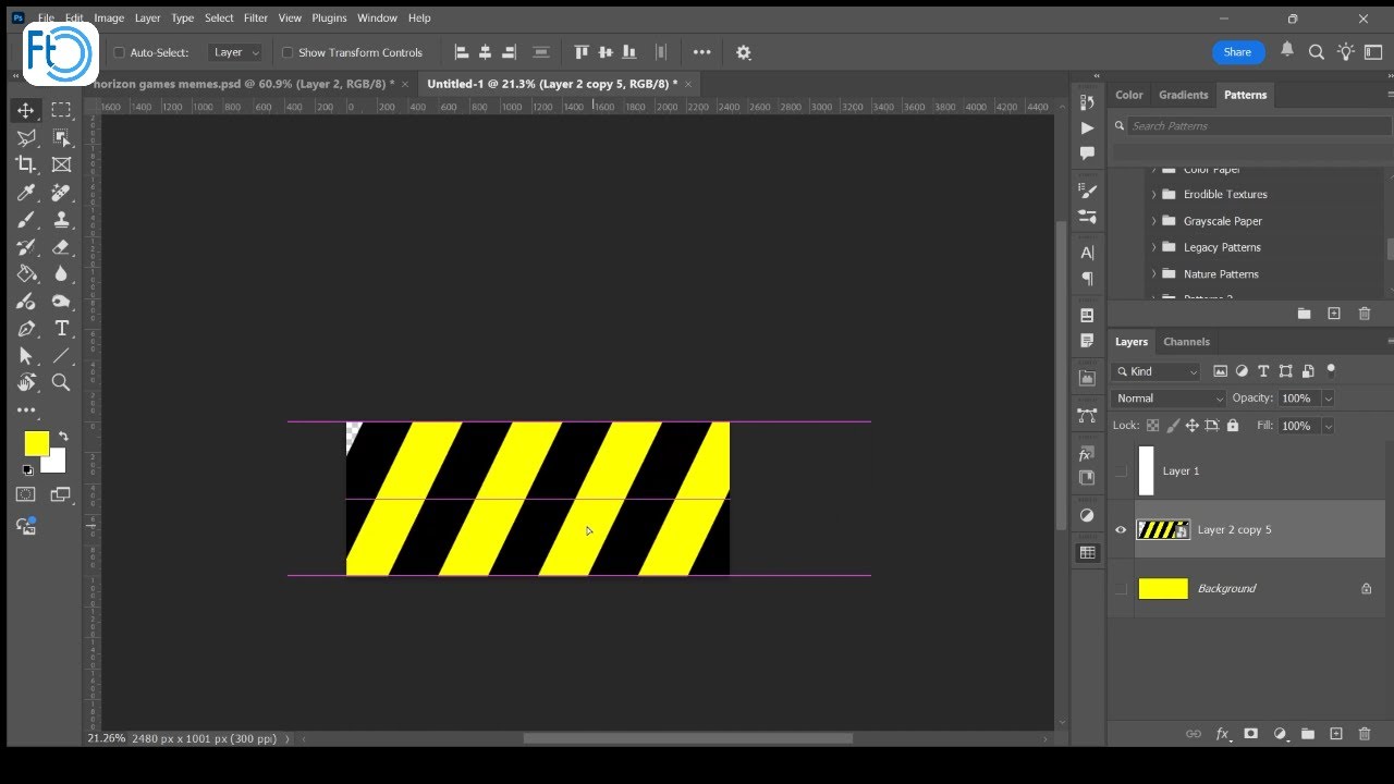 Photoshop: How to make hazard stripes image
