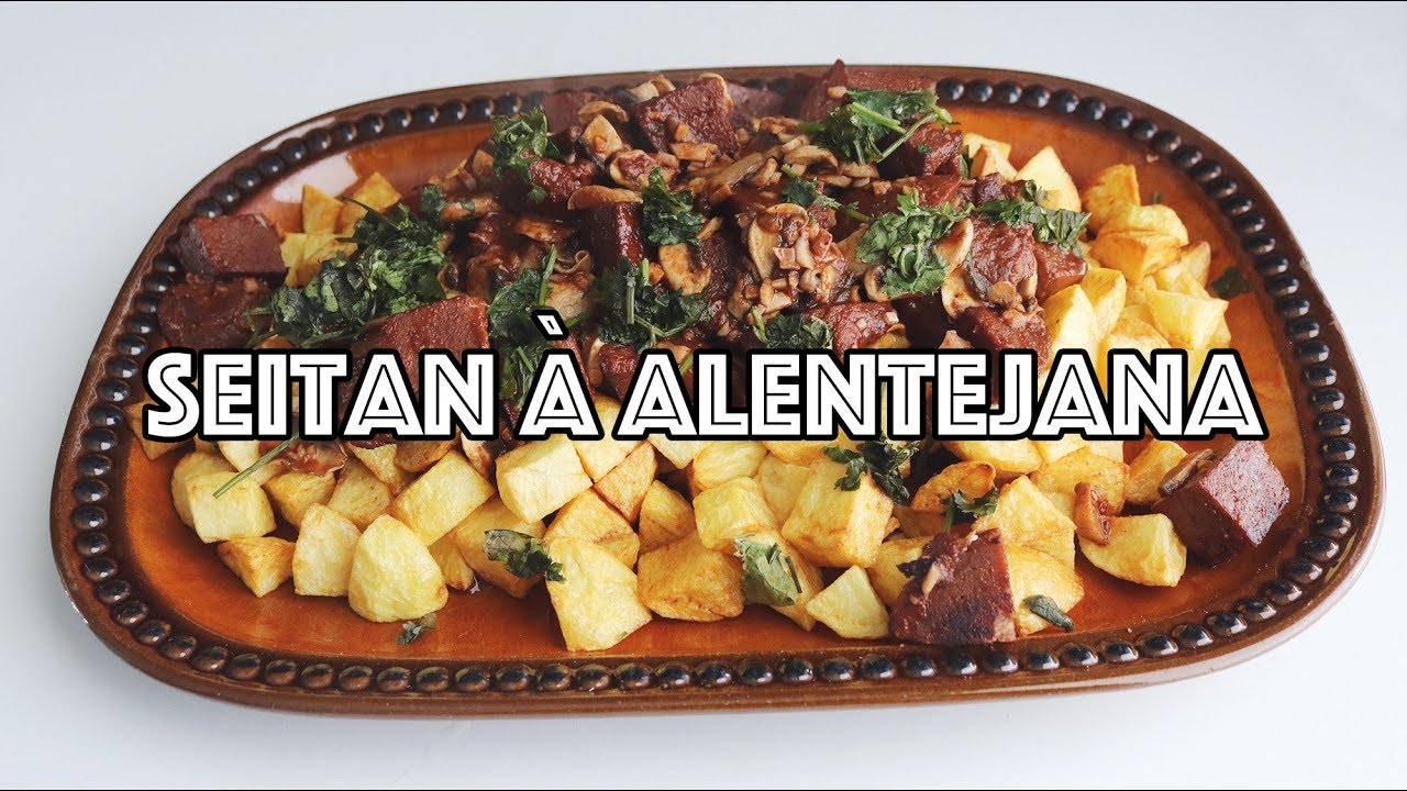 Seitan à Alentejana - versão vegana de carne de porco à Alentejana
