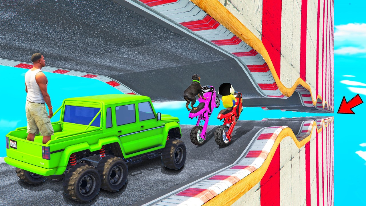 SHINCHAN AND FRANKLIN TRIED THE IMPOSSIBLE SANDWICH BUMPY DUAL RAOD PARKOUR CHALLENGE GTA 5
