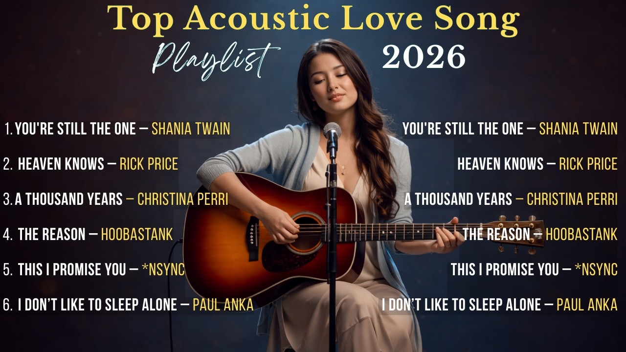 Top Acoustic Love Songs Cover Playlist 2026 ❤️ Shania Twain, Rick Price, Christina Perri, Hoobastank