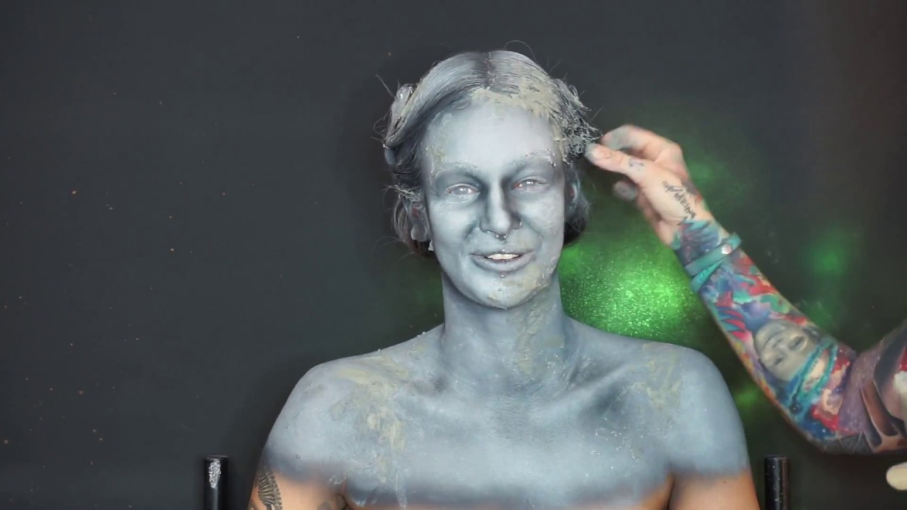 how to do stone statue weeping fallen angel decayed statue effect bodypaint