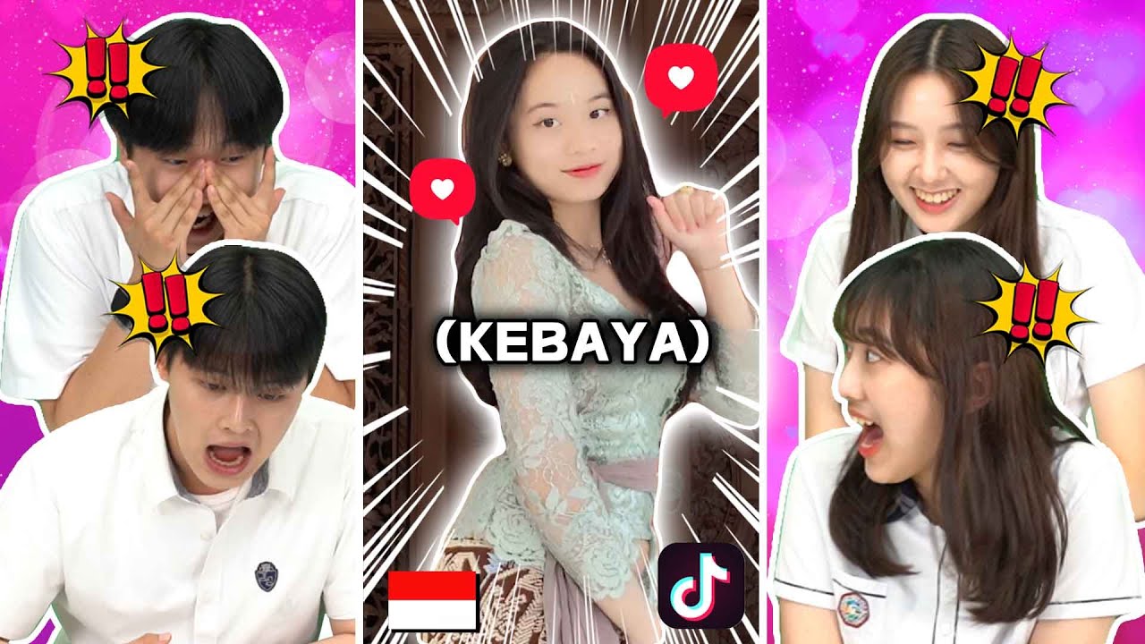 Reaksi Siswa Korea Kaget Lihat Tiktok Cewek Cantik Berkebaya Indonesia 😍😍 🇮🇩🇰🇷 | KEBAYA | Reaction