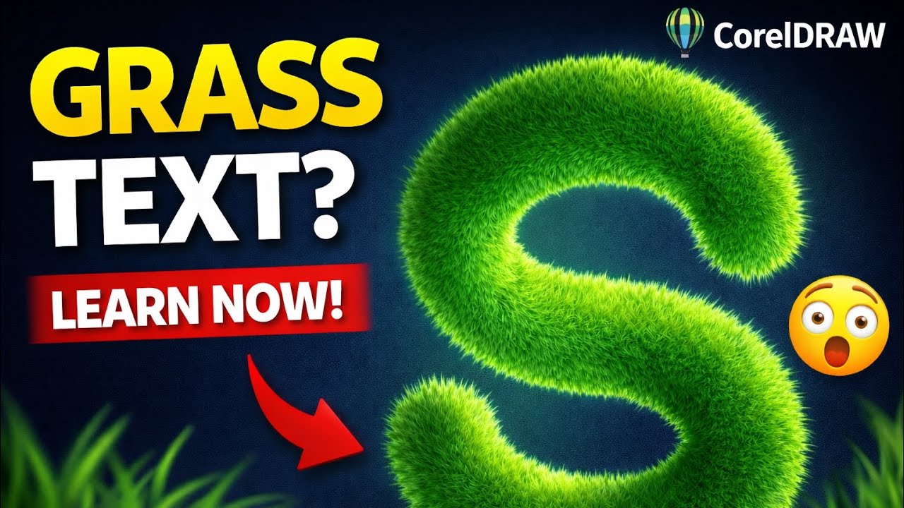 Realistic Grass Text Design in CorelDRAW | Full Tutorial Hindi