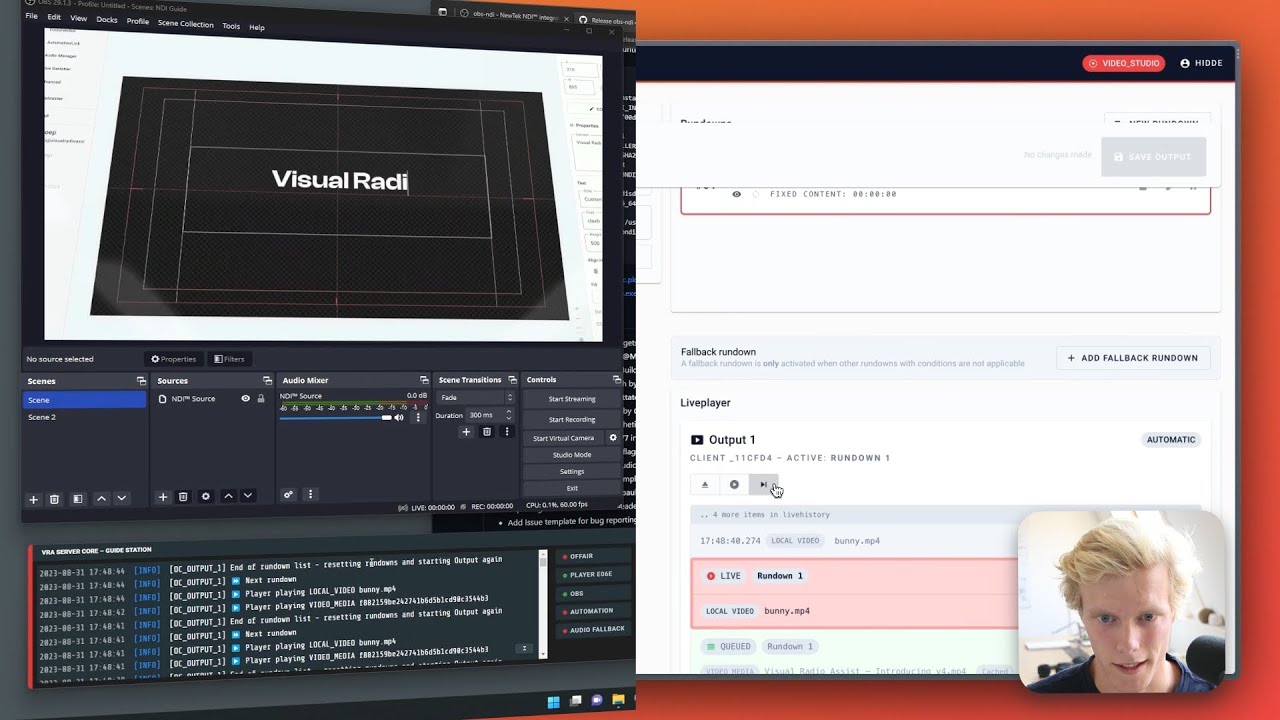 Add Output Player in OBS – Visual Radio Assist Guide – Use a NDI source in OBS