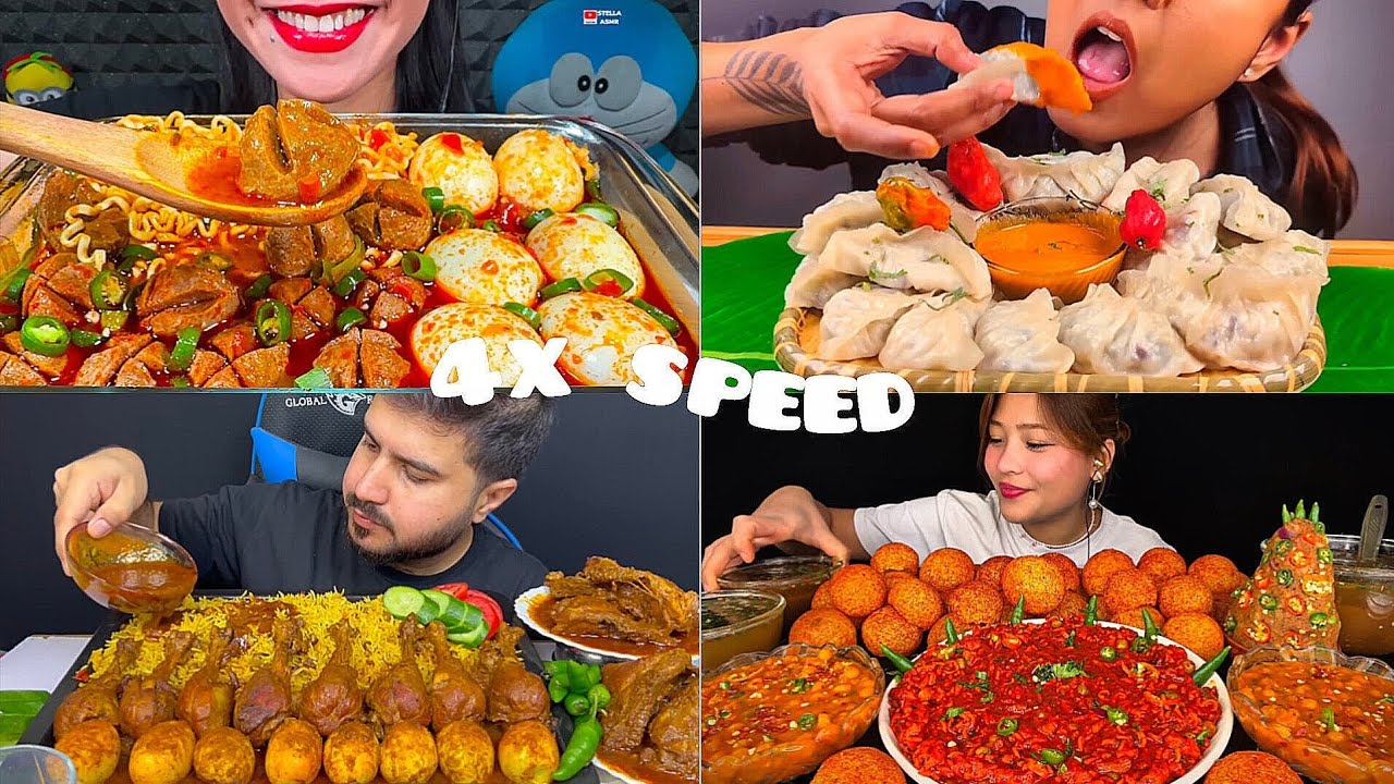ASMR: Eating spicy chicken curry eggs curry masala rice mukbang 