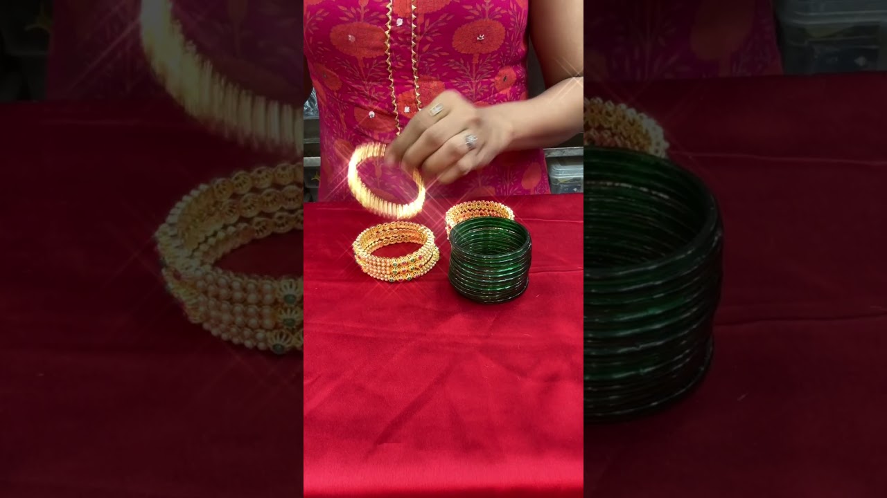 Multicolor Pearl Bangles & Designer Kangan with Hirva Chuda Set #shorts #bangles #imitationjewellery