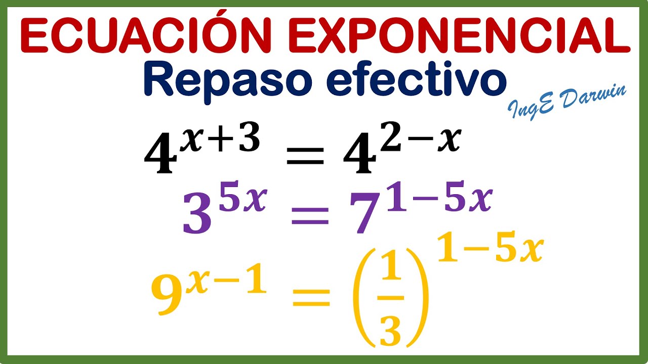 Ecuaciones Exponenciales, repaso corto pero efectivo | Ejercicio 5,6,7