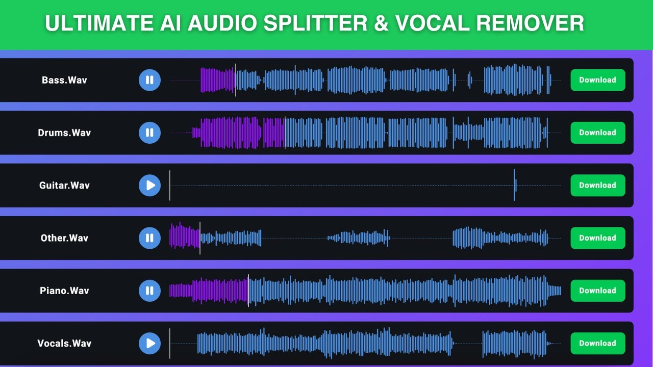 AI Audio Stem Splitter & Vocal Remover - Isolate Vocals, Drums, Bass for Remixing & Music Production