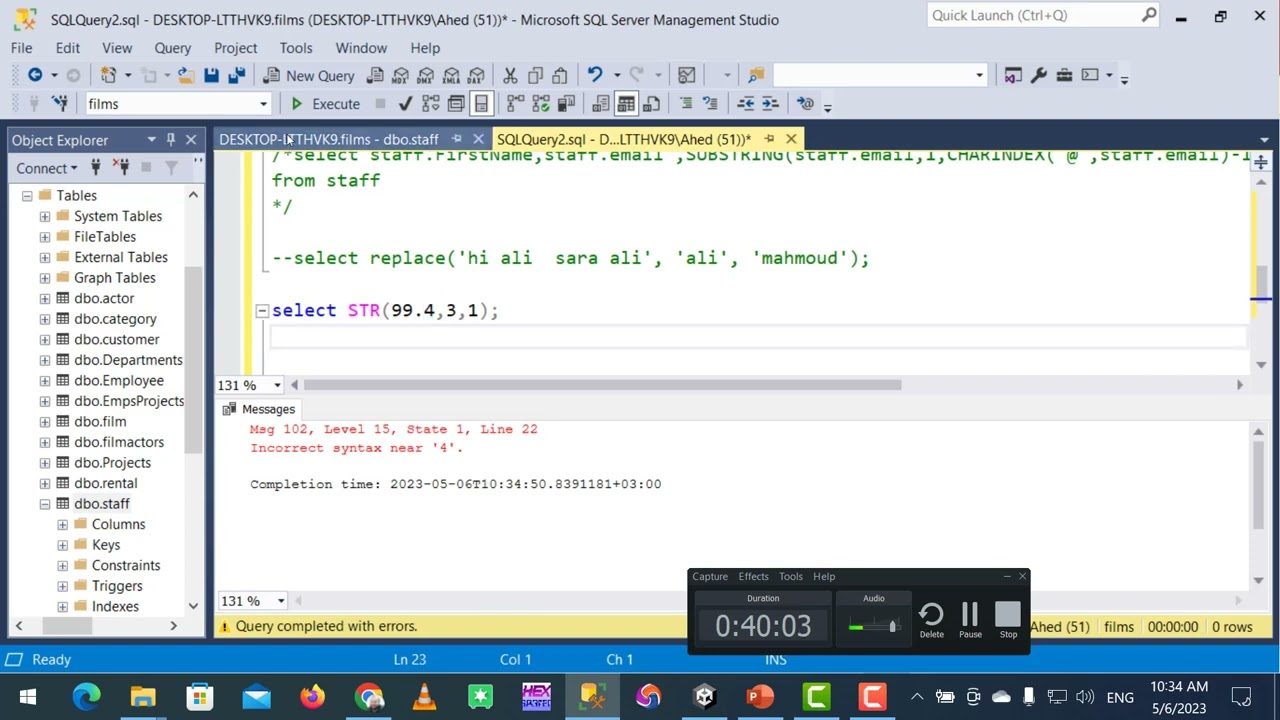 شرح دوال النصوص في SQL Server الجزء الرابع str , replace