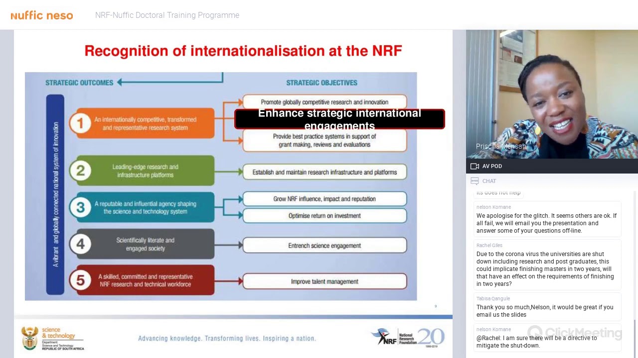 NRF-Nuffic Doctoral Training Programme Webinar 2020