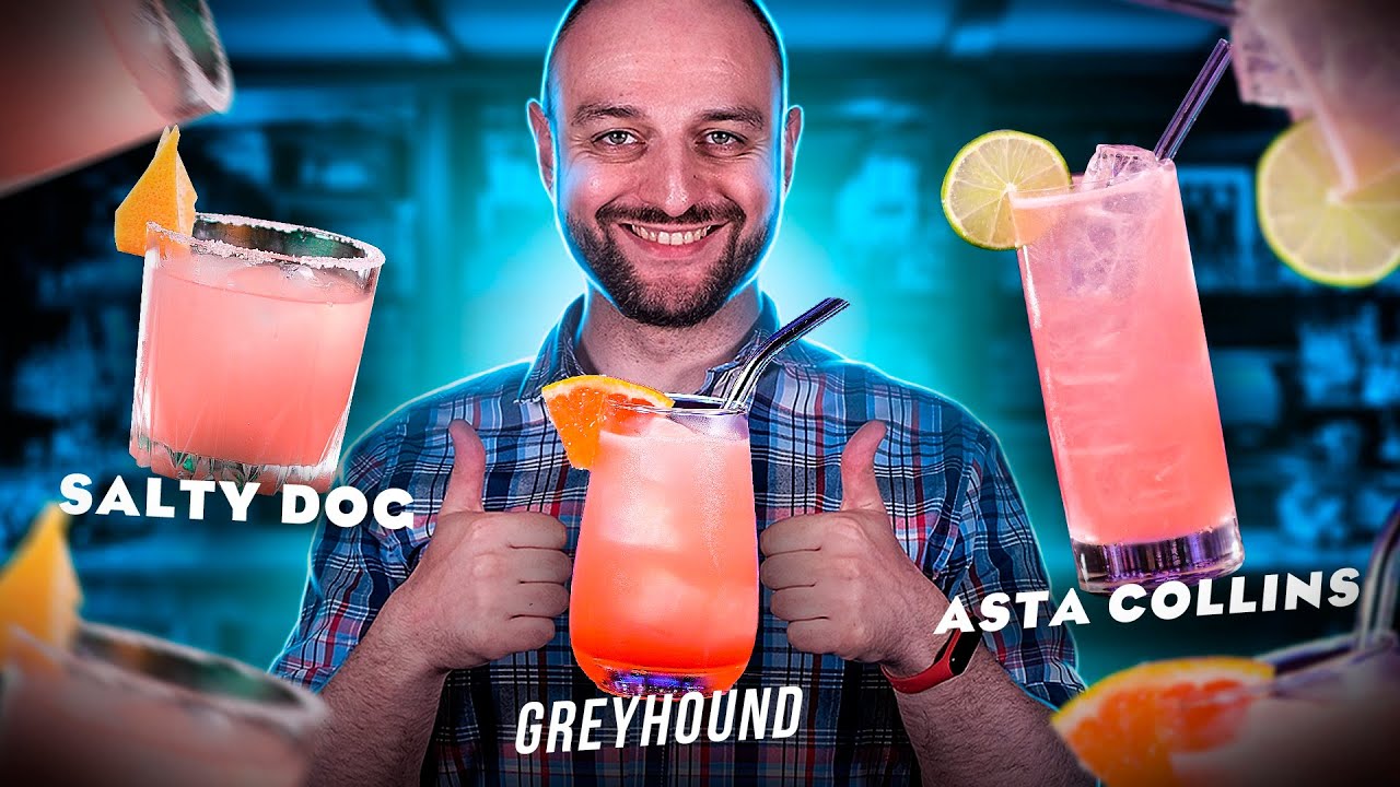 SALTY DOG, GREYHOUND, ASTA COLLINS — Dog cocktails with grapefruit juice